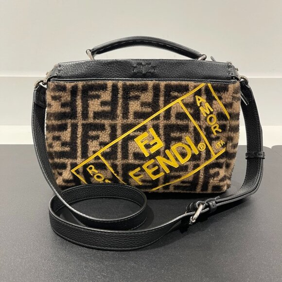 Fendi Selleria Peekaboo Faux Fur Handbag Top Handle with Cross Strap (JB1361) - Picture 1 of 13